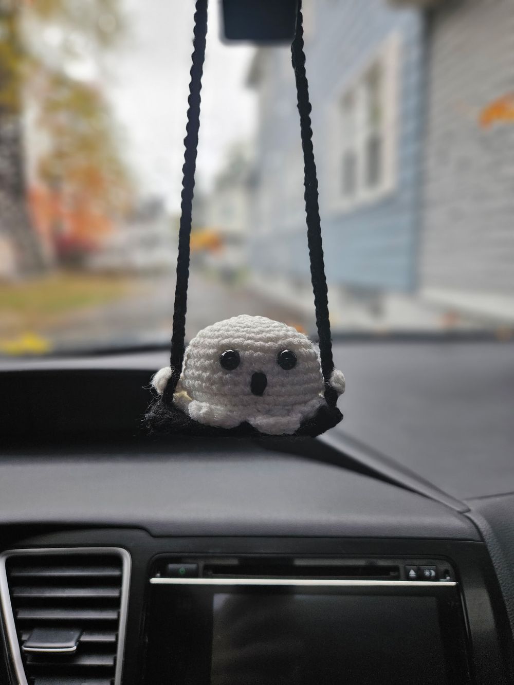 Boo on Board! Crochet Ghost Plushie | Amigurumi Rearview Mirror Charm | Cute Halloween Decor👻